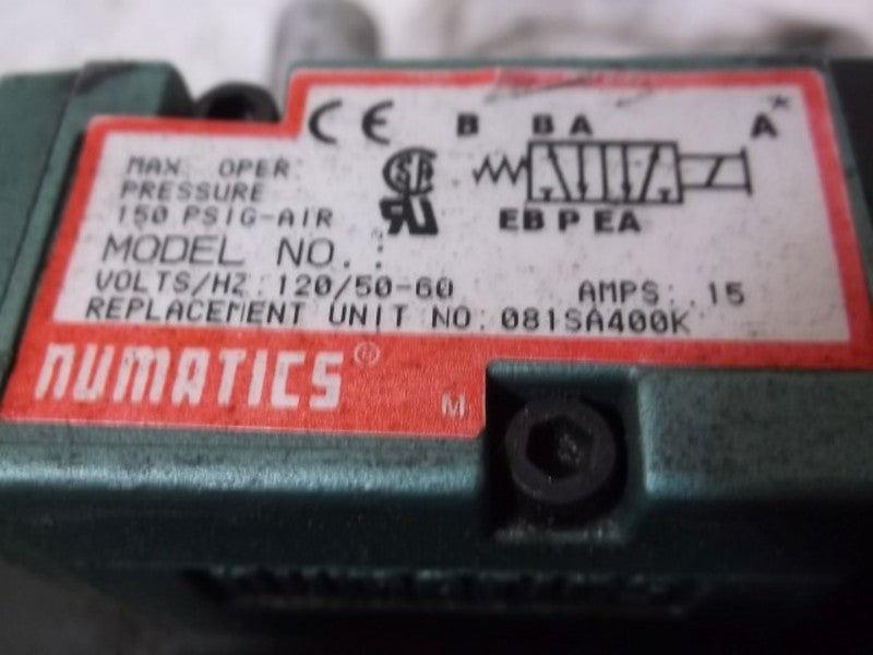 LOT OF 5 NUMATICS 0814SA400K W/ BASE SOLENOID VALVE  UNMP