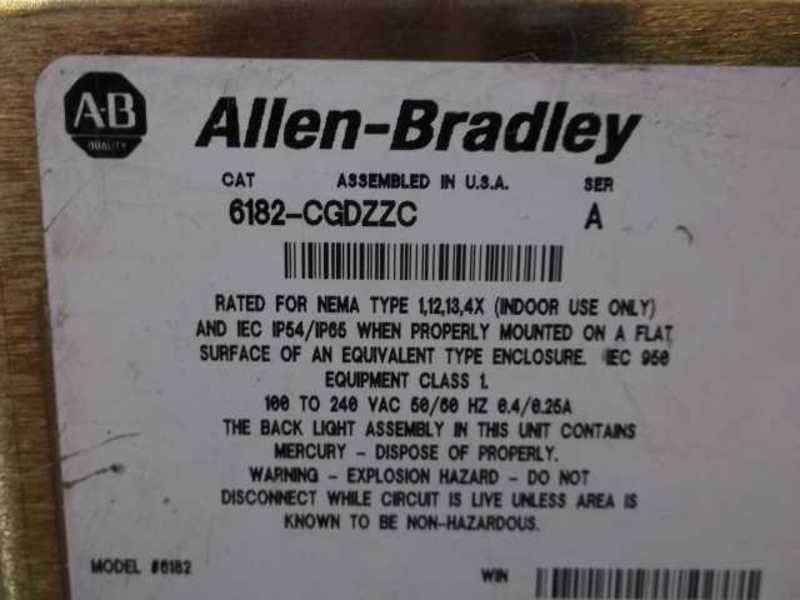 ALLEN BRADLEY 6182-CGDZZC SER. A  TOUCH SCREAN  UNMP
