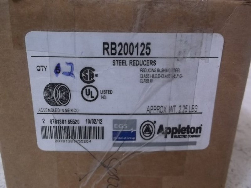LOT OF 2 APPLETON RB200125 STEEL REDUCERS  NSMP