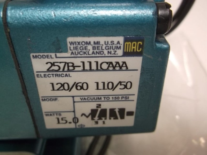 MAC 257B-111CAAA SOLENOID VALVE 110/120VAC  NSMP