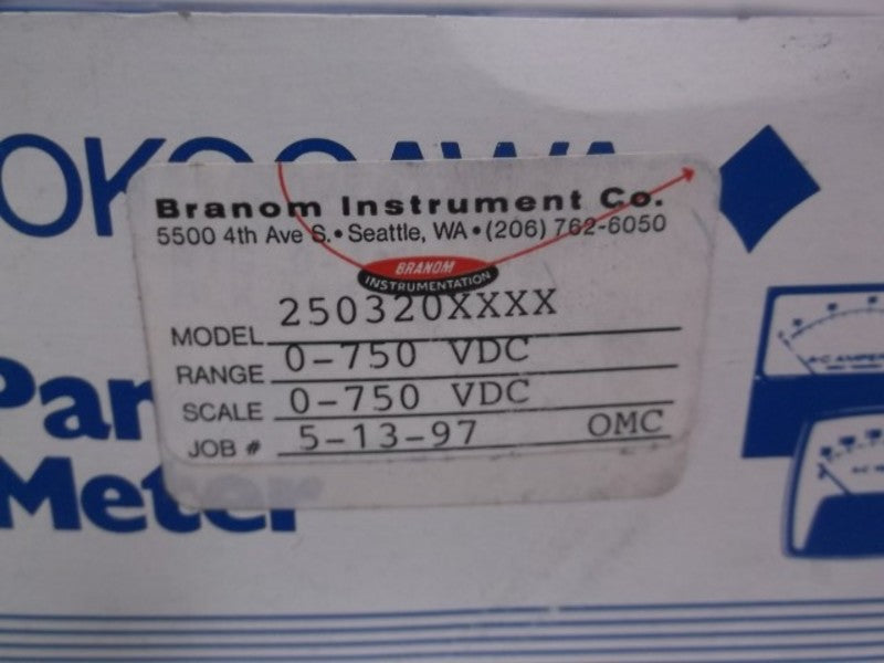 YOKOGAWA 250320XXXX METER PANEL MOUNT 0-750 DC VOLTS  NSMP