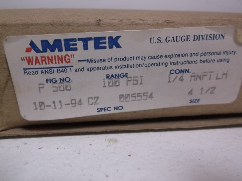 AMETEK P500 GAUGE 0-100 PSI  NSMP