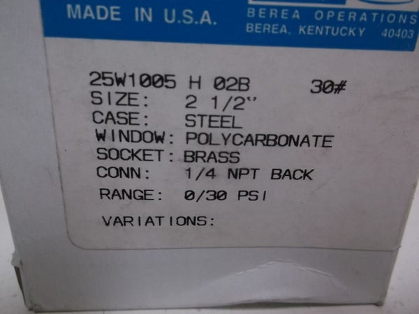 ASHCROFT 25W1005H02B-30# PRESSURE GAUGE 0-30 PSI  NSMP