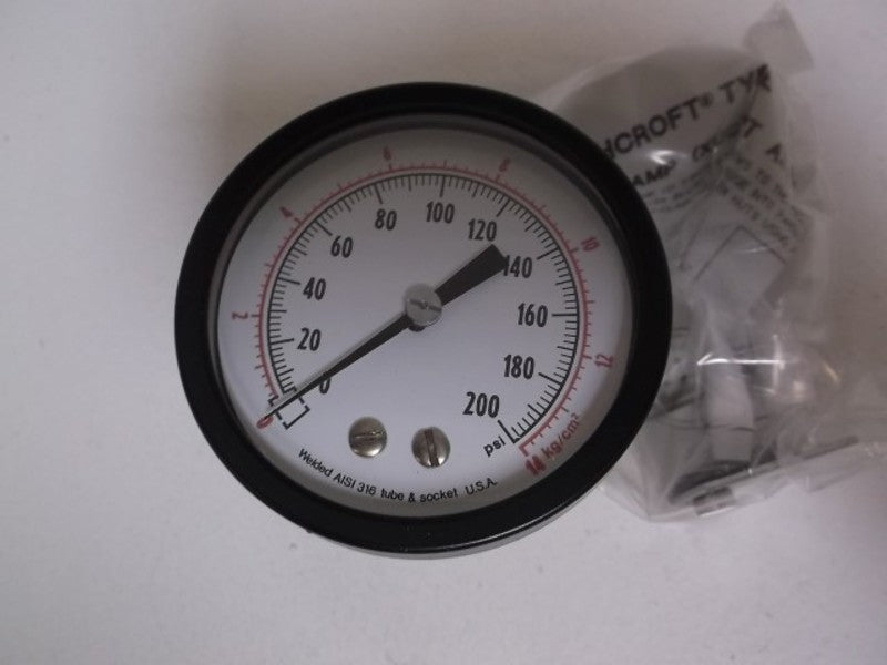 ASHCROFT 251009SW02B-200# PRESSURE GAUGE 0-200 PSI  NSMP