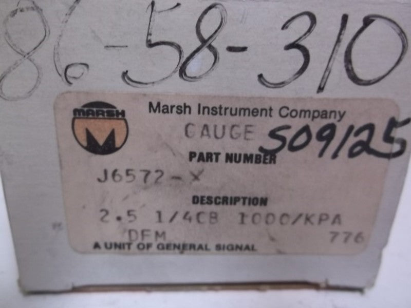 MARSH J6572 GAUGE 0-1000 PSI  NSMP