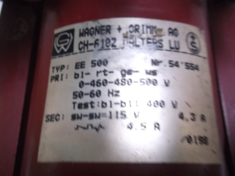 WAGNER EE 500 TRANSFORMER  UNMP