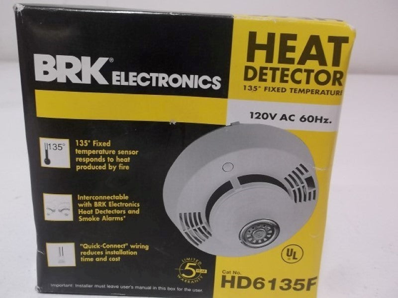 BRK ELECTRONICS HD6135F HEAT DETECTOR ALARM  NSMP