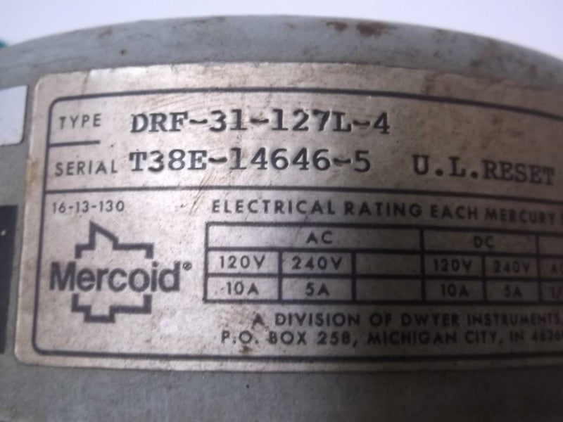 MERCOID DRF-31-127L-4 PRESSURE SWITCH  UNMP