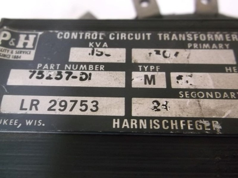 P & H 75137-DI CONTROL CIRCUIT TRANSFORMER  UNMP