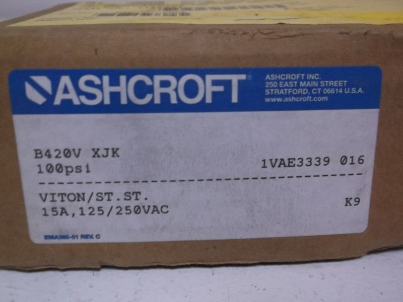 ASHCROFT B420VXJK PRESSURE SWITCH 100 PSI  NSMP