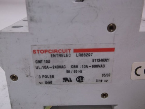 ENTRELEC GMT 10U CIRCUIT BREAKER 10A-240VAC  UNMP