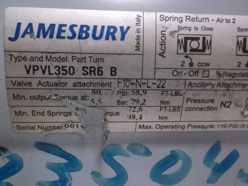 JAMESBURY VPVL350 SR6 B ACTUATOR  UNMP