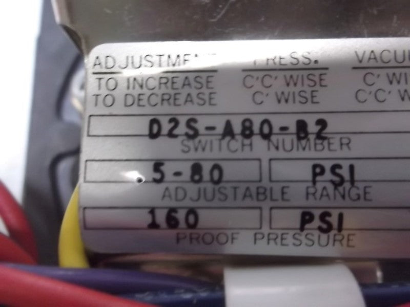 BARKSDALE D2S-A80-B2 DIAPHRAGM PRESSURE SWITCH  NSMP