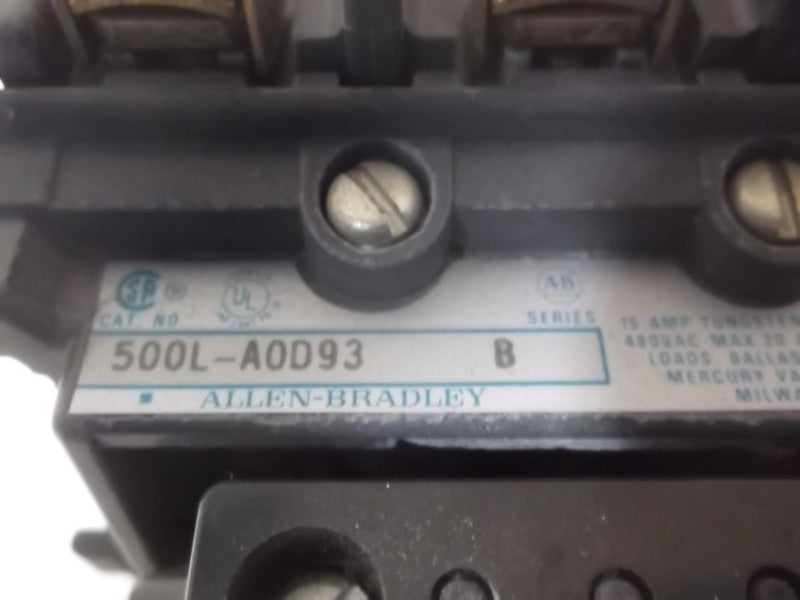ALLEN BRADLEY 500L-A0D93 SER. B CONTACTOR  UNMP