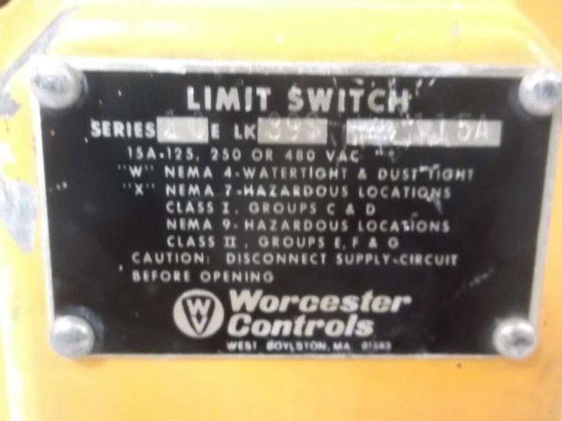 WORCESTER CONTROLS 10-39S PNEUMATIC ACTUATOR W/LIMIT SWITCH  UNMP