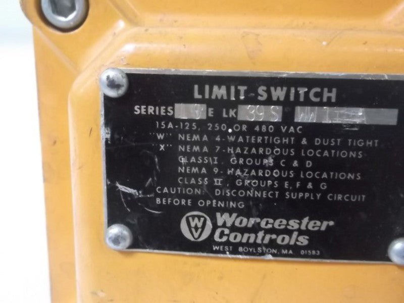 WORCESTER CONTROLS 10-39S ACTUATOR W/LIMIT SWITCH & COIL  UNMP