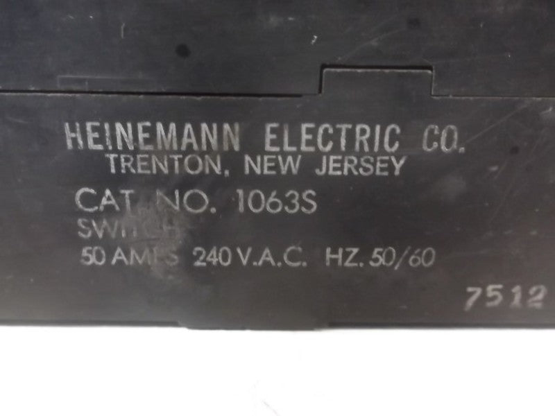 HEINEMANN ELECTRIC 1063S SWITCH  UNMP