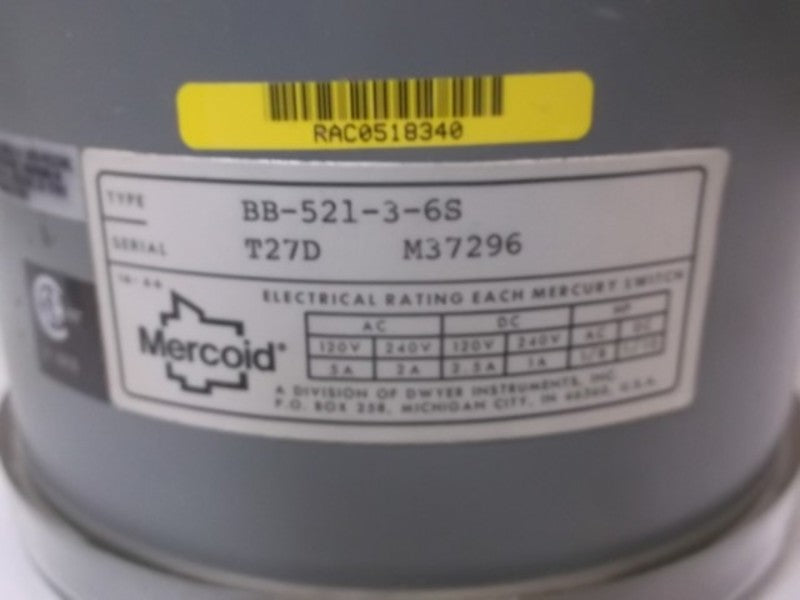 MERCOID BB-521-3-6S DIFFERENTIAL PRESSURE SWITCH  NSMP