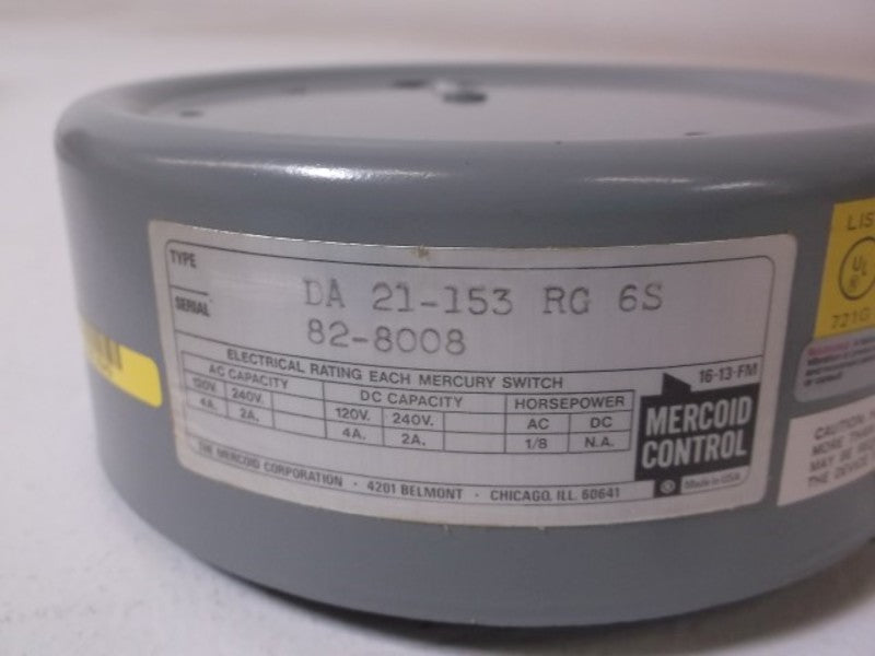 MERCOID DA-21-153 RG-6S PRESSURE SWITCH (AS PICTURED NO COVER)  NSMP