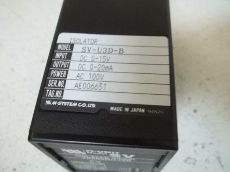 M-SYSTEMS SV-U3D-B ISOLATED SIGNAL TRANSMITTER  NSMP