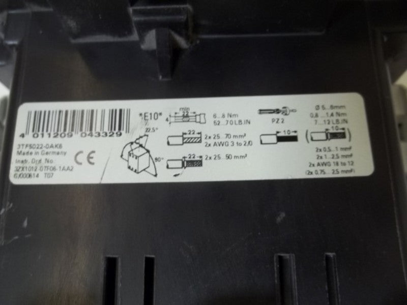 SIEMENS 3TF5022-OAK6 CONTACTOR 240V  UNMP