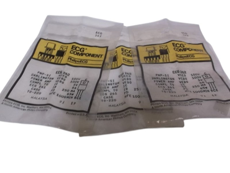 LOT OF 3 ECG 262 TRANSISTOR 8AMP NSNP FACTORY BAG