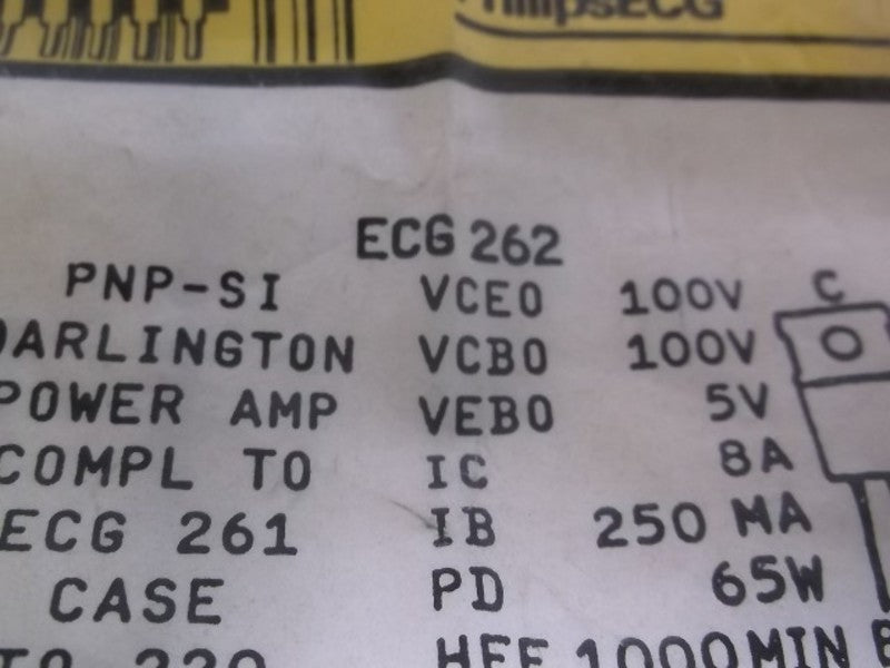 LOT OF 3 ECG 262 TRANSISTOR 8AMP NSNP FACTORY BAG