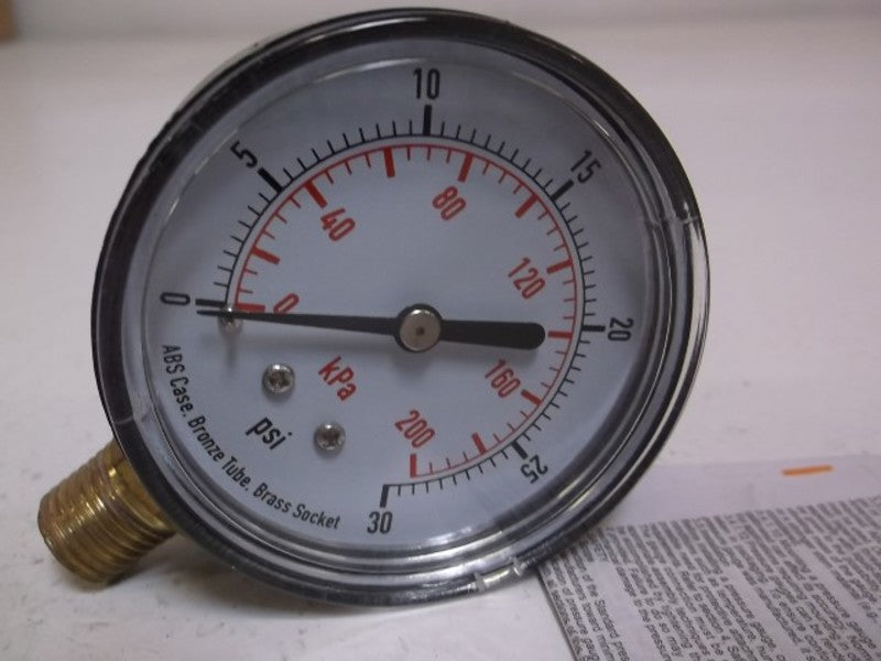 GRAINGER 4FLV7 PRESSURE GAUGE 2 1/2" 0-30 PSI  NSMP