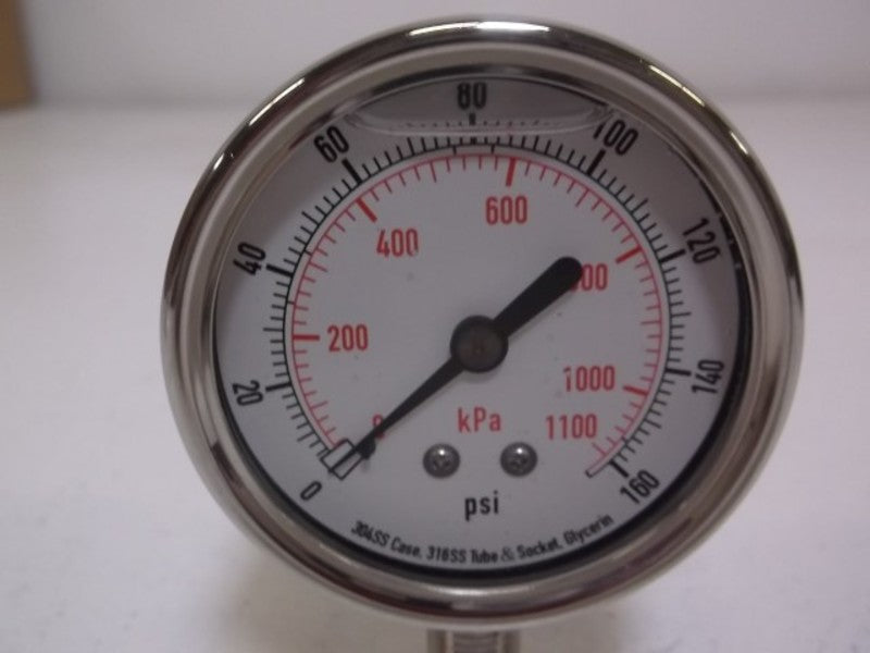 GRAINGER 4CFH5 PRESSURE GAUGE 0-160 PSI 0-1100 KPA  NSMP