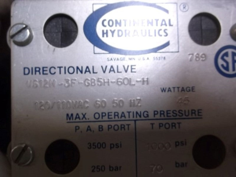 CONTINENTAL HYDRAULICS VS12M-3F-GB5H-60L-H DIRECTIONAL VALVE  UNMP
