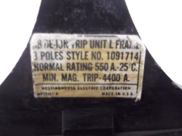 WESTINGHOUSE TYPE L 550  CIRCUIT BREAKER  UNMP