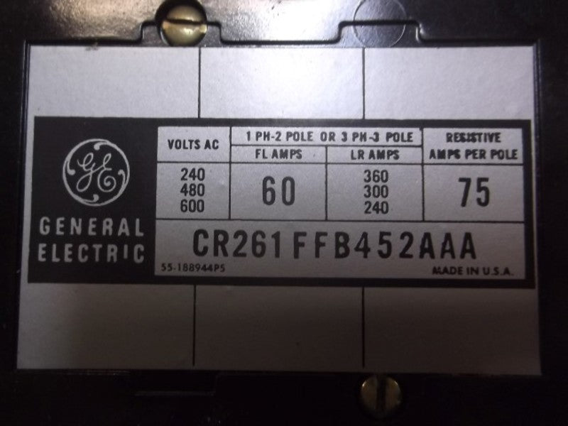 GENERAL ELECTRIC CR261FFB452AAA CONTACTOR  UNMP