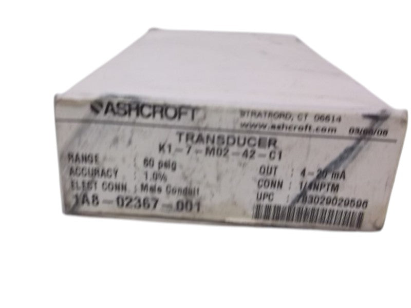 ASHCROFT K1-7-M02-42-C160 PRESSURE TRANSDUCER 0-60 PSI  NSMP