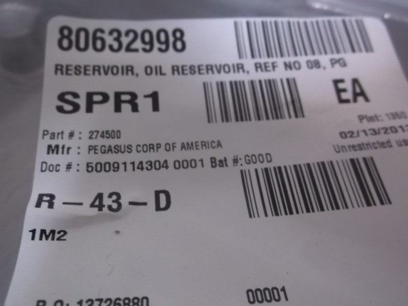 PEGASUS 274500 OIL RESERVOIR  NSNP IN A BAG