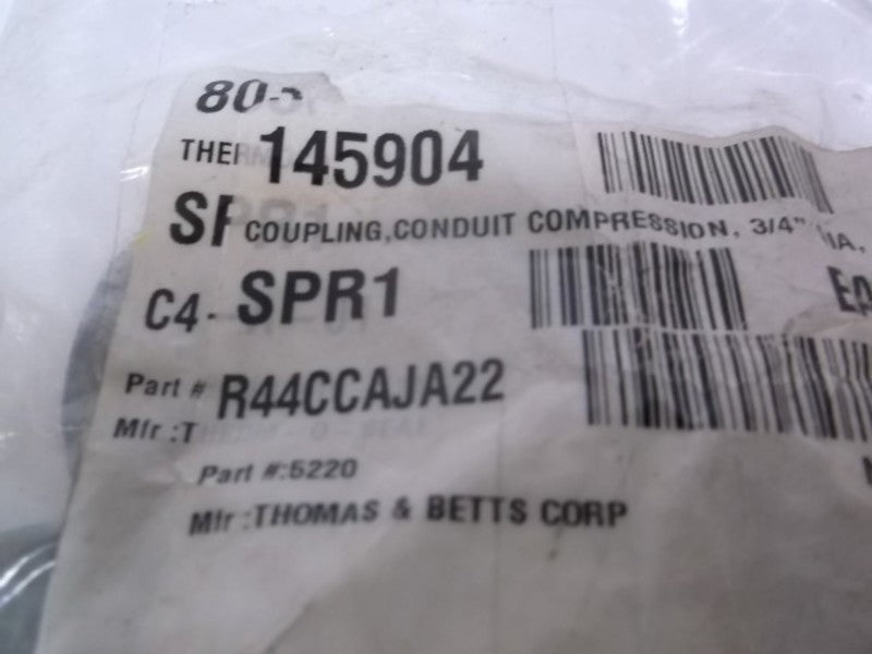 LOT OF 5 THOMAS & BETTS 5220 COUPLING COMPRESSION 3/4" NSNP