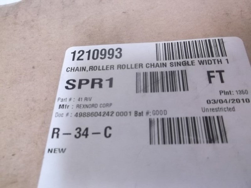 REXNORD CORP 41-1 RIV ROLLER CHAIN SINGLE WIDTH  NSMP