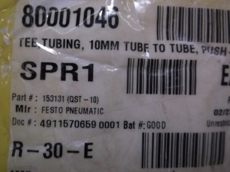 LOT OF 15 FESTO PNEUMATIC 153131 PUSH-IN TEE CONNECTORS NSNP