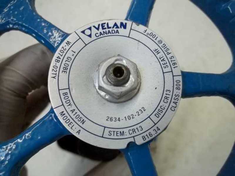VELCAN W2074B-02TY MODEL A 1" GLOBE VALVE  NSNP