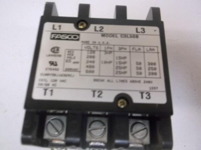 FASCO C3L50B MAGNETIC CONTACTOR DEFINITE PURPOSE  NSNP