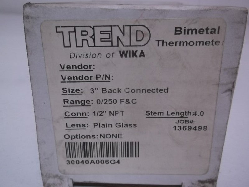 TREND 30040064 BIMETAL THERMOMETER MALE THREAD  NSMP