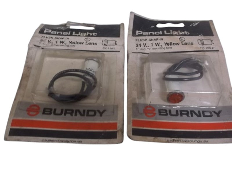LOT OF 2 BURNDY RK 230-2 YELLOW PANEL LENS 24V NSMP