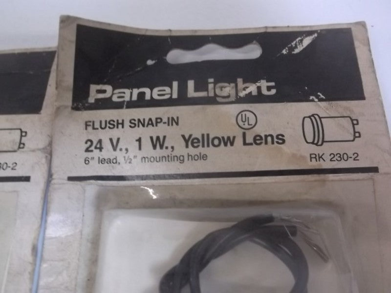 LOT OF 2 BURNDY RK 230-2 YELLOW PANEL LENS 24V NSMP