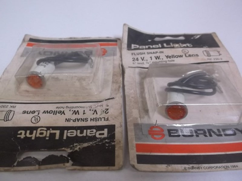 LOT OF 2 BURNDY RK 230-2 YELLOW PANEL LENS 24V NSMP