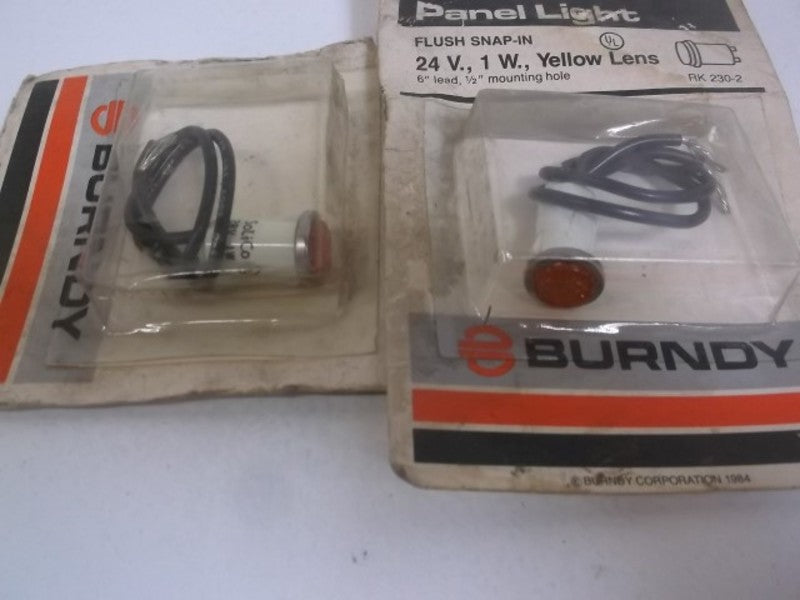 LOT OF 2 BURNDY RK 230-2 YELLOW PANEL LENS 24V NSMP