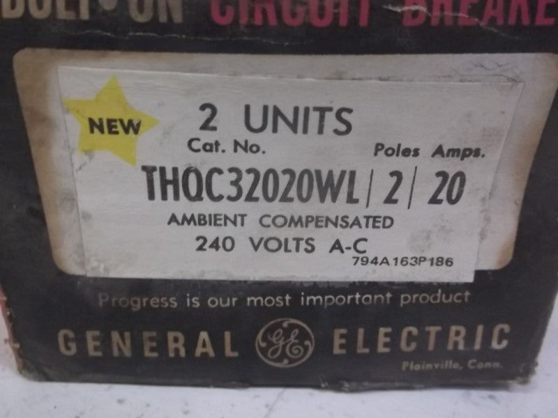 LOT OF 2 GENERAL ELECTRIC THQC32020WL CIRCUIT BREAKERS NSMP