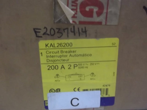 SQUARE D KAL26200 CIRCUIT BREAKER MOLDED CASE 200A 2P  NSFS