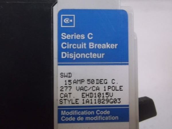 CUTLER HAMMER EHD1015V CIRCUIT BREAKER 15A 277VAC  NSMP
