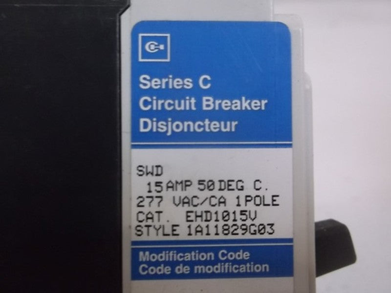 CUTLER HAMMER EHD1015V CIRCUIT BREAKER 15A 277VAC  NSMP