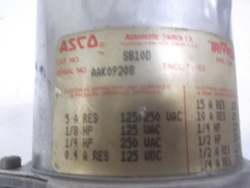 ASCO SB10D PRESSURE SWITCH TEMPERATURE  UNMP
