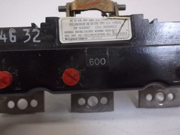 WESTINGHOUSE HLA3600T CIRCUIT BREAKER TRIP DEVICE 600A 3P  UNMP